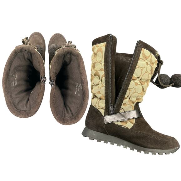 Coach Boots Women’s Size US6 Juniper 12CSIG Suede Signature in Brown - Picture 7 of 7